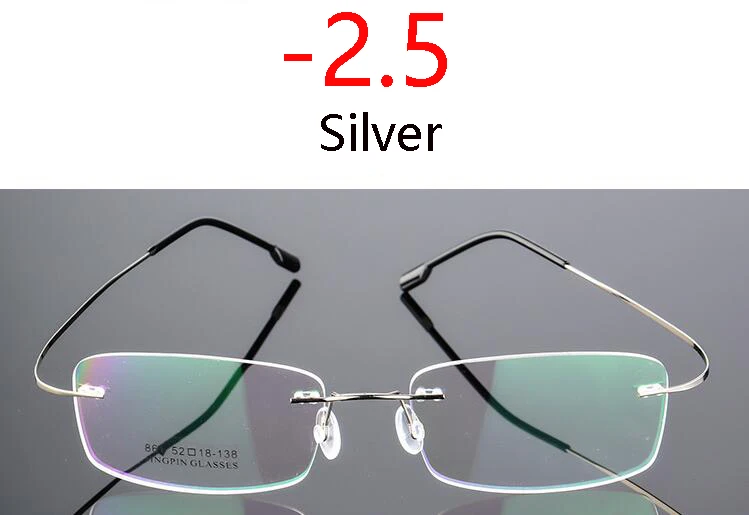 Myopia 250 Покрытие сверхэластичные бескаркасные очки для близорукости для мужчин и женщин без оправы Сверхлегкая оправа Очки для близорукости 100~ 400 градусов - Цвет оправы: Myopia 250