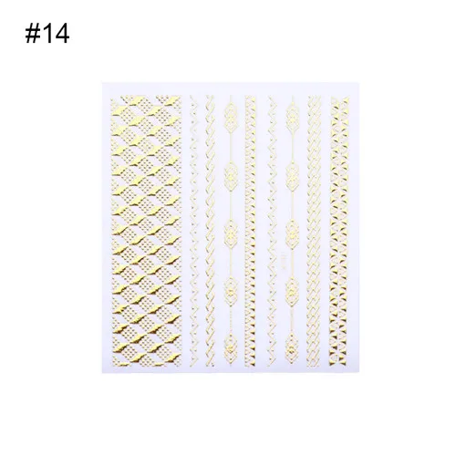Pattern 23 11,5*6 см золотые 3D наклейки для ногтей s линии полосы геометрическое сердце самоклеющиеся DIY переводная Наклейка Маникюр Дизайн ногтей украшения - Цвет: Pattern 23