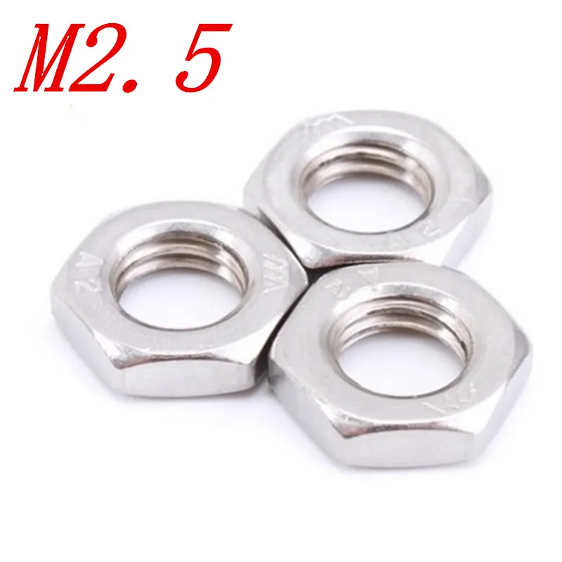 

500pcs M2.5 DIN439 304 Stainless Steel Hexagonal Nut Thin Hex Nuts