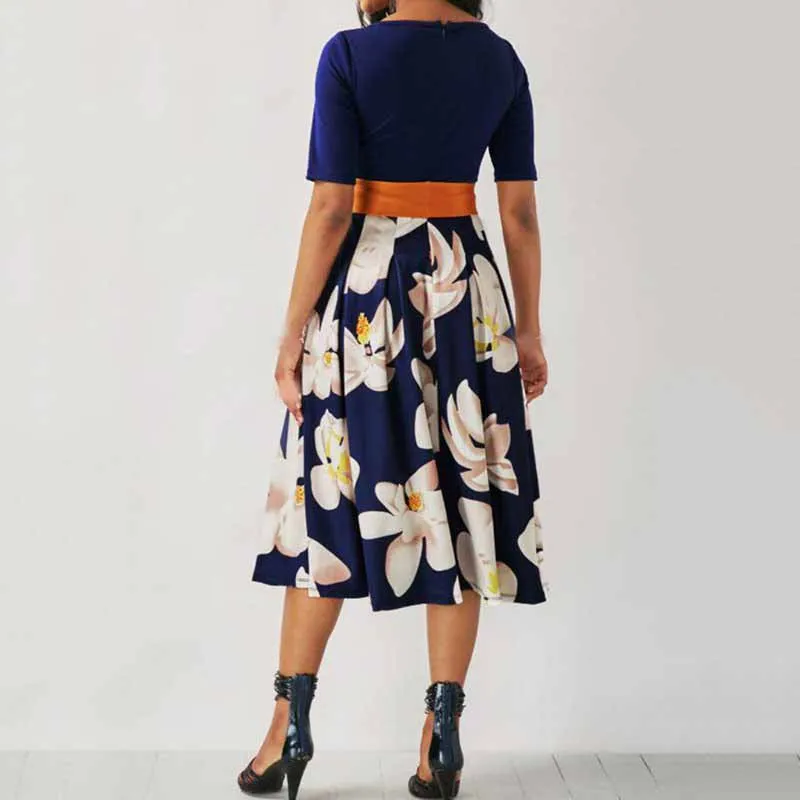 Летнее Повседневное платье трапециевидной формы с цветочным принтом и бантом