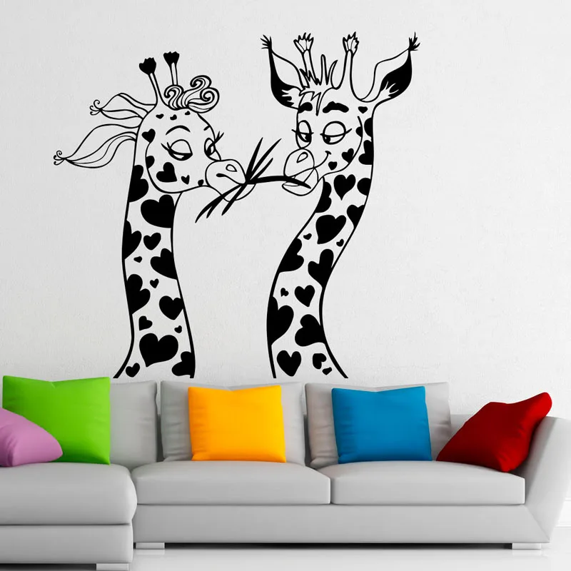 ZOOYOO Two Funny Giraffes Wall Stickers Home Decor African Animal Safari Removable Art Murals Nursery Kids Room Decoration | Дом и сад