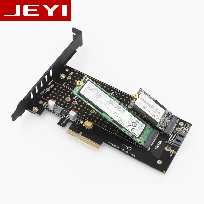 JEYI SK7 M.2 NVMe SSD NGFF TO PCI-E X4 adapter M Key B KEY Dual interface card Suppor PCI Express3.0 voltage 12v+3.3v SATA3 | Компьютеры и