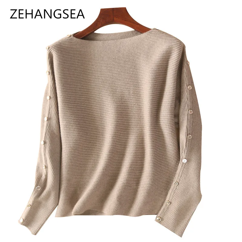 ZEHANGSEA-новый свитер на пуговицах классический 3 цвета пуловер Женская Толстая