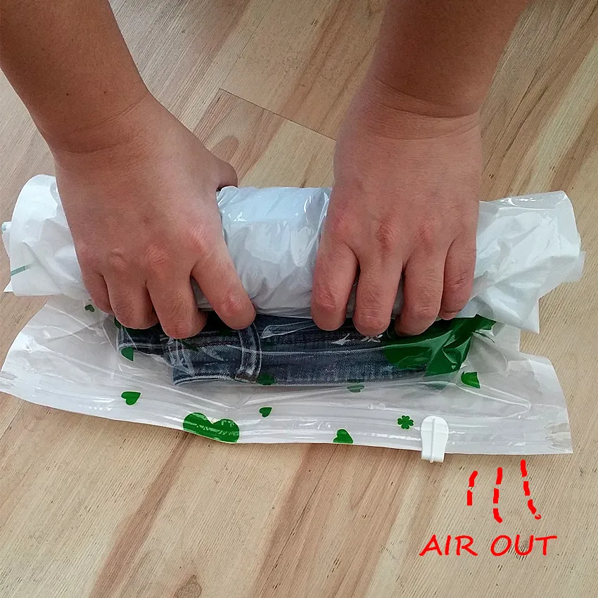 Уплотненный пластиковый Вакуумный компрессионный мешок типа клевера для тряпки