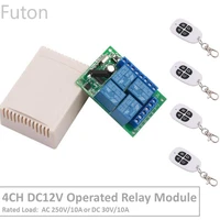 4 channel 433mhz dc12v operated rf relay switch with relay receivertransmitter remote control garageled light for smart home