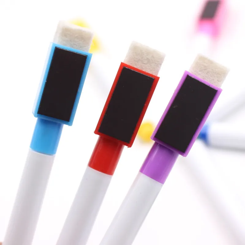 8Pcs/lot Magnetic Whiteboard Pen Erasable Dry White Board Markers Magnet Built In Eraser Office School Supplies | Канцтовары для