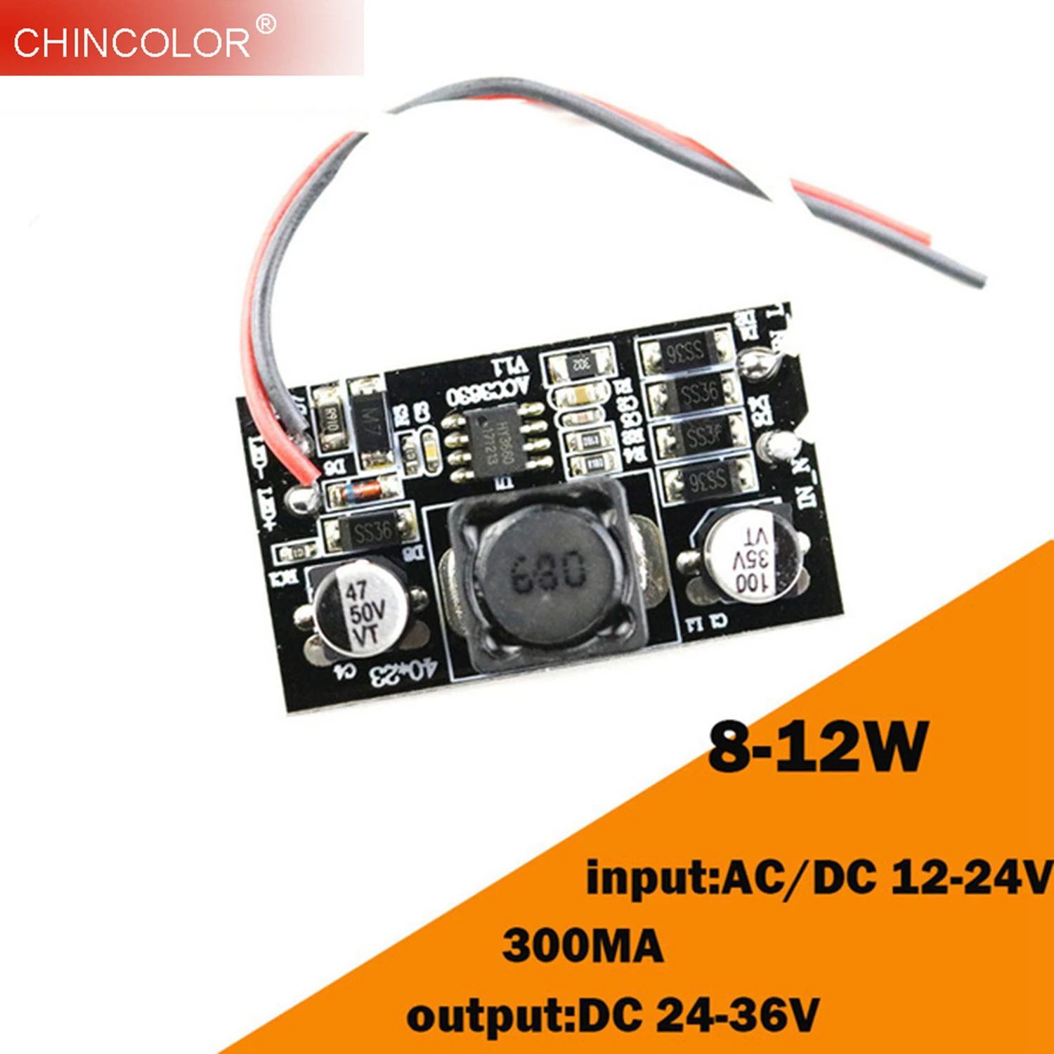 DC 24V~ 36V Светодиодный драйвер питания светодиодный встроенный драйвер 300mA(8-12) x1вт 8 Вт 9 Вт 10 Вт 11 Вт 12 Вт AC/DC 12-24 В DIY светодиодный светильник лампа