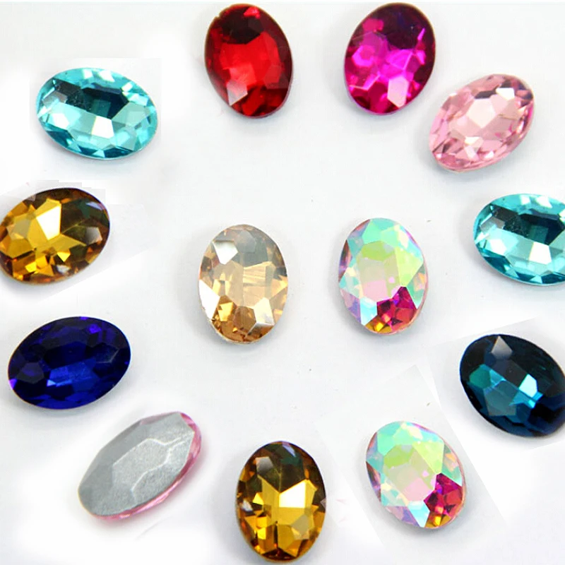 Клей на стекле кристаллы блеск Овальный 50 шт страз заостренные Стразы Топаз для
