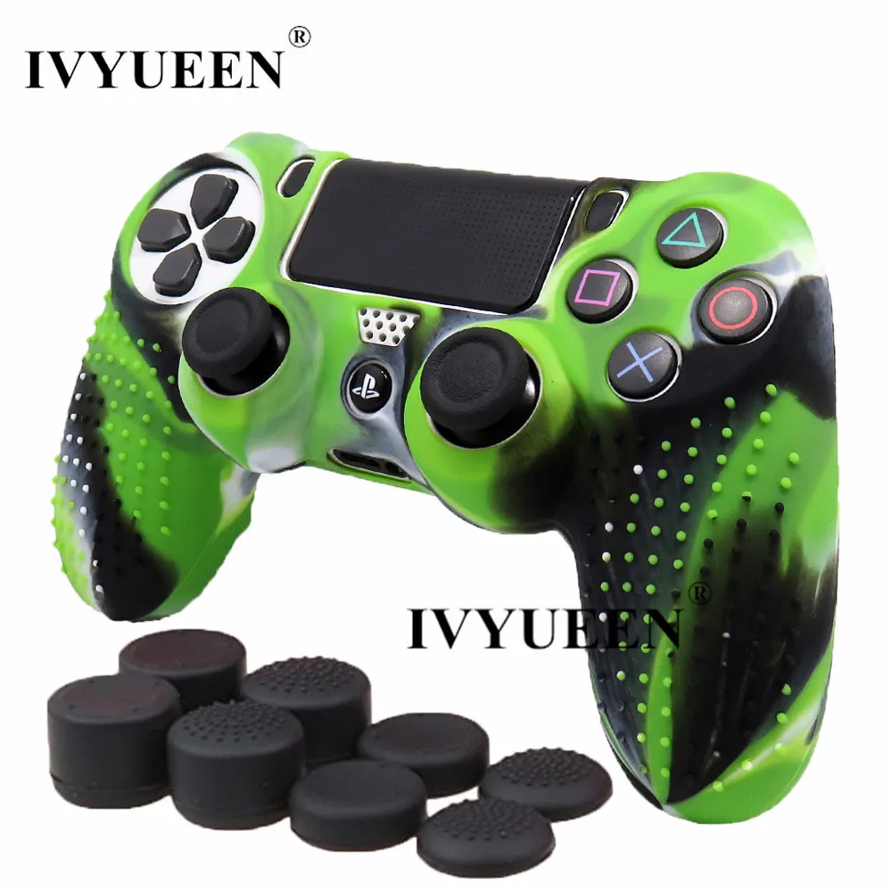 F IVYUEEN новая версия для sony Dualshock 4 PS4 Pro Тонкий силиконовый чехол с контроллером+ джойстики колпачки для Playstation 4 - Цвет: F