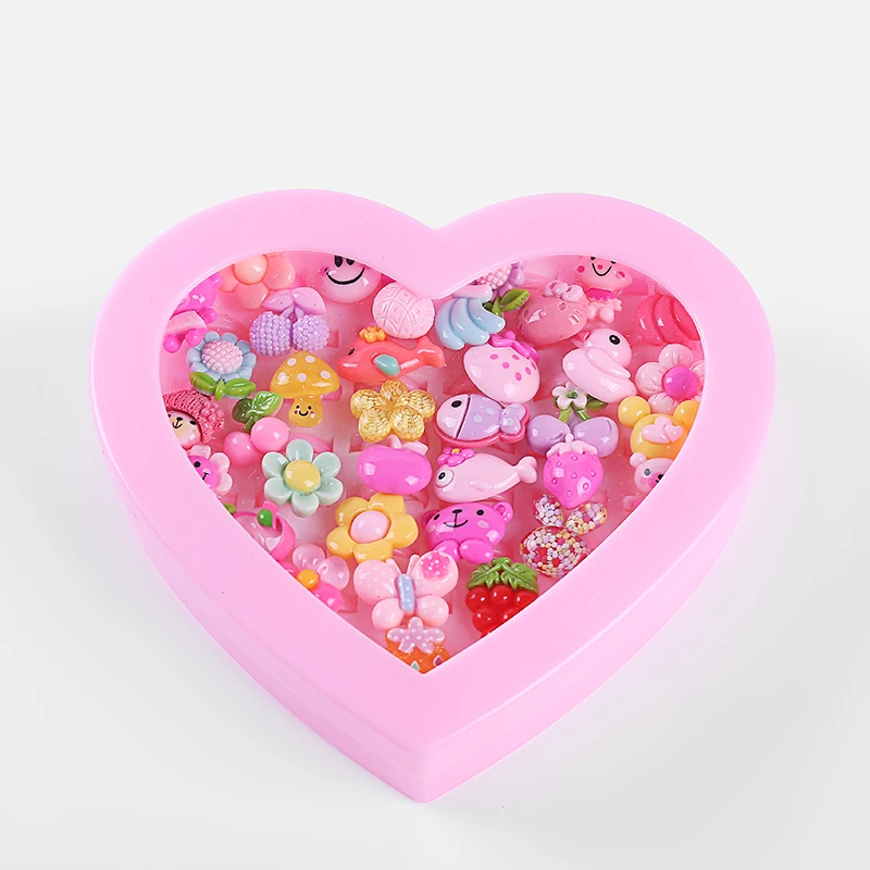 Милые детские кольца регулируемые из полимера для девочек вечерние ювелирные