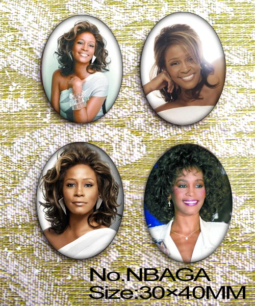 4 шт. огромный Whitney Houston Овальный Стекло 40x30 мм кабошон NBAGA | Украшения и аксессуары