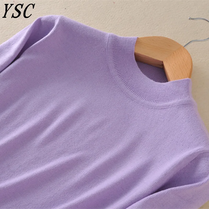 Clearance processing 2017 Women's Knitted Cashmere Wool Sweater Half high collar Solid color Pullover Multicolor Free Shipping | Женская