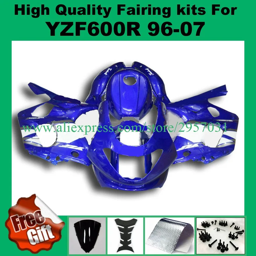 Полностью синий в черном для YAMAHA YZF600R 96-07 YZF 600R 600 96 97 98 99 00 01 02 03 04 05 06 07 обтекатель
