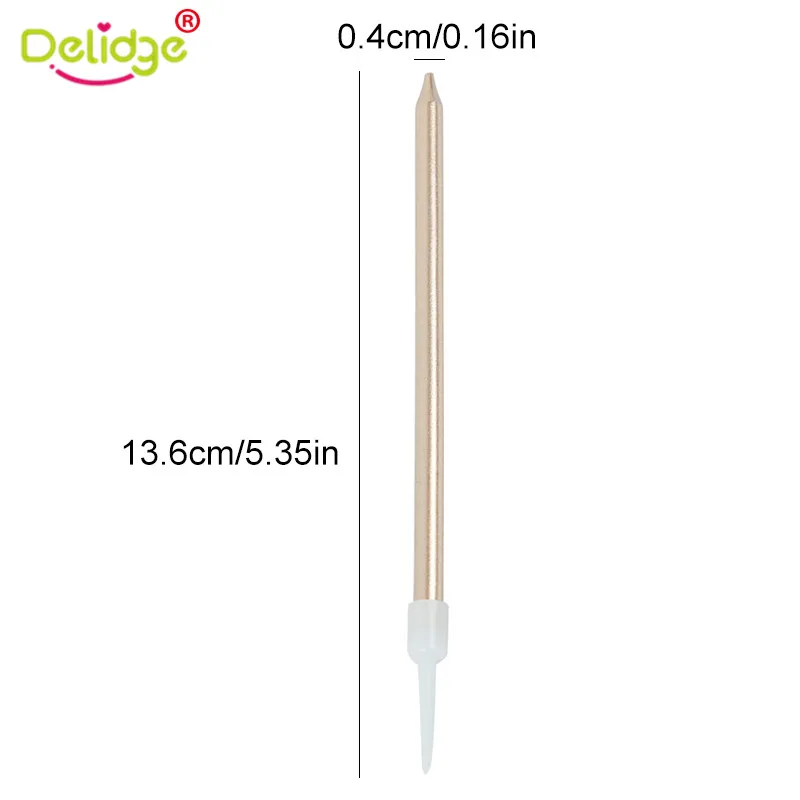 

6 PCS Golden Long Pencil Cake Candles Safe Flames Kids Birthday Party Supplier Bridegroom Bride Wedding Home Decorations