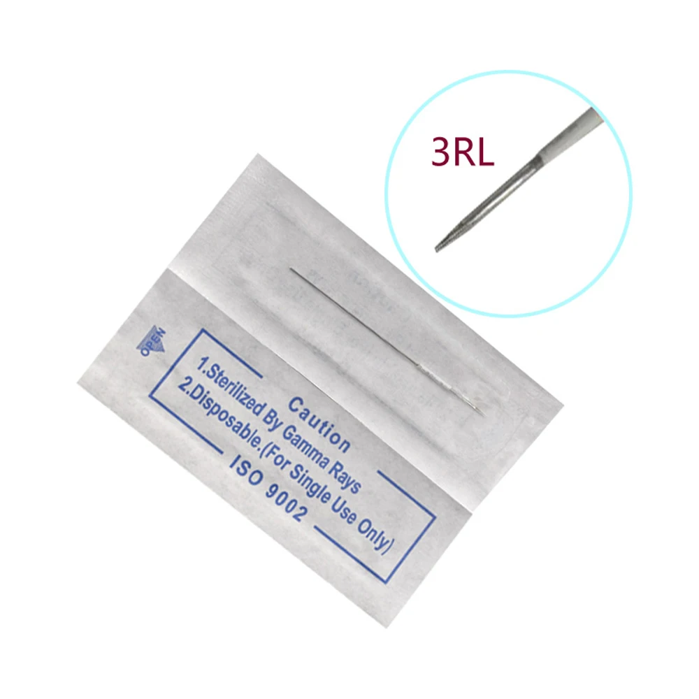 3Rl (Needles +Tips Each 100pcs ) Professional Permanent Makeup Machine Needles Caps Tattoo For Eyebrow Lips | Красота и здоровье