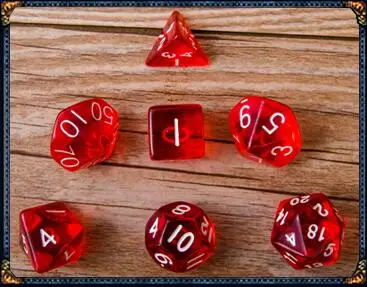 Transparent Red 7 шт. набор цифровых кубиков D4, D6, D8, D10, D10%, D12, D20 подземелья драконы многогранные Акриловые Игральные Кости, пластмассовые аксессуары для настольных игр, DnD, RPG GYH - Цвет: Transparent Red
