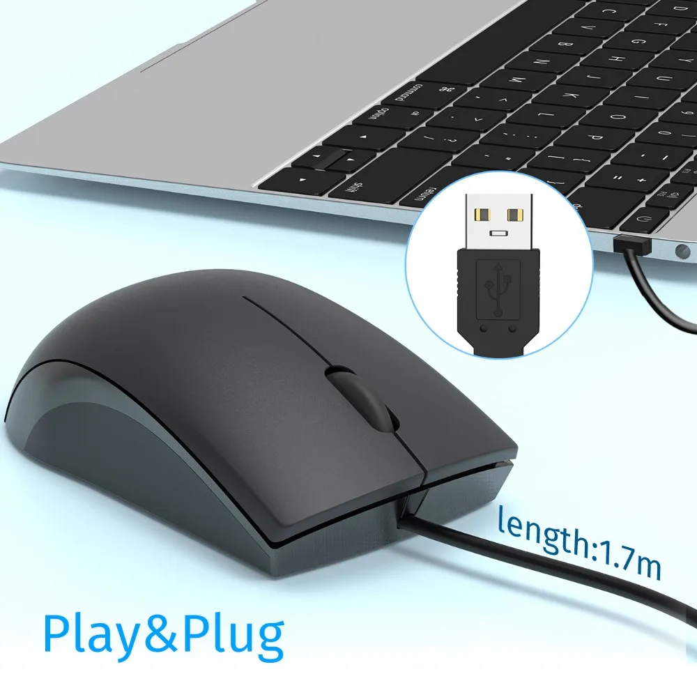 VicTsing офисные Мышь эргономичная Проводная Оптическая USB Мышь дешево 3 Кнопки компьютер Мышь для Win7/8/10/XP Plug& Play Рабочая Мышь