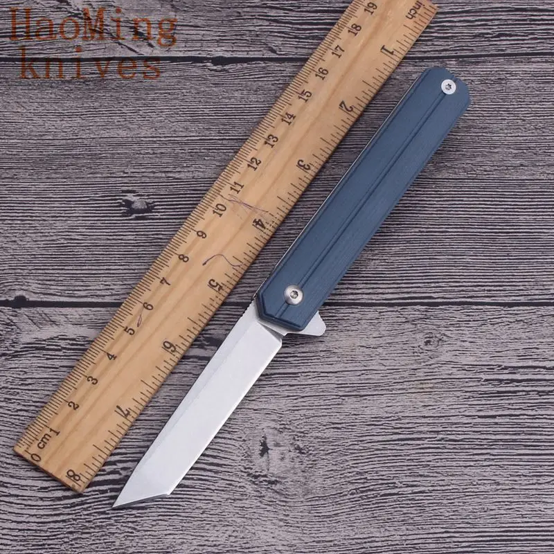 Blue handle T head Для выживания на природе, для кемпинга, D2 сталь складной тактический охотничий нож боевой резак Портативный карманный мини-арт аварийно-спасательных G10 Ножи Инструмент - Цвет: Blue handle T head