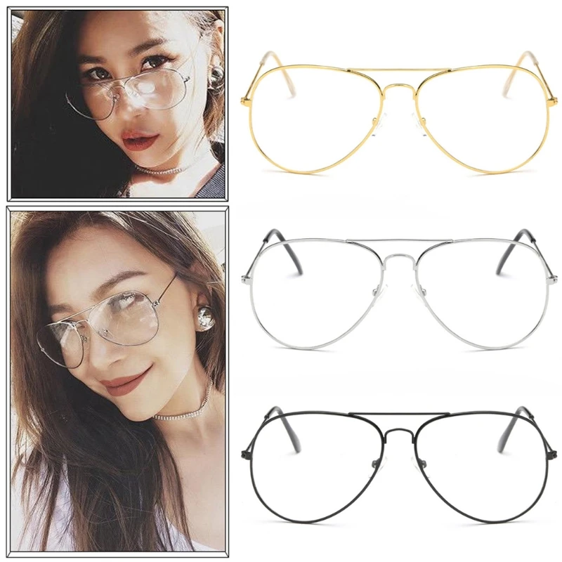 Большие модные ретро металлические прозрачные линзы дизайнерские оправы для