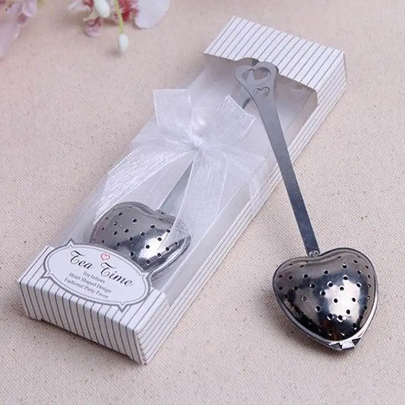 Оптовая продажа 100 шт нержавеющей стали в форме сердца Чай Infuser фильтр ложка