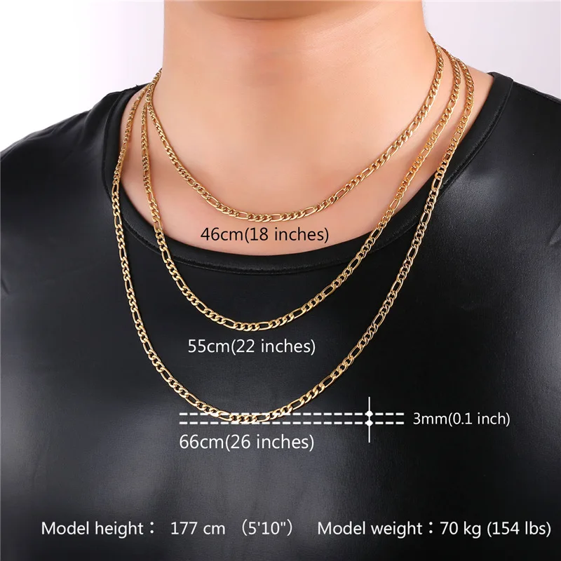 Figaro цепочка на шею для мужчин золотое/черное покрытое пистолетом цепь из