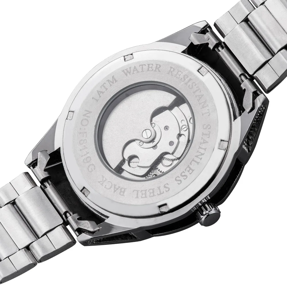 Мужские механические часы Moon Phase из нержавеющей стали автоматические деловые с