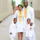 Мужская африканская одежда H  D 2022 для мужчин и женщин, платье для пары, белые халаты, Дашики, вышивка, семейная Одежда для мальчиков 3033