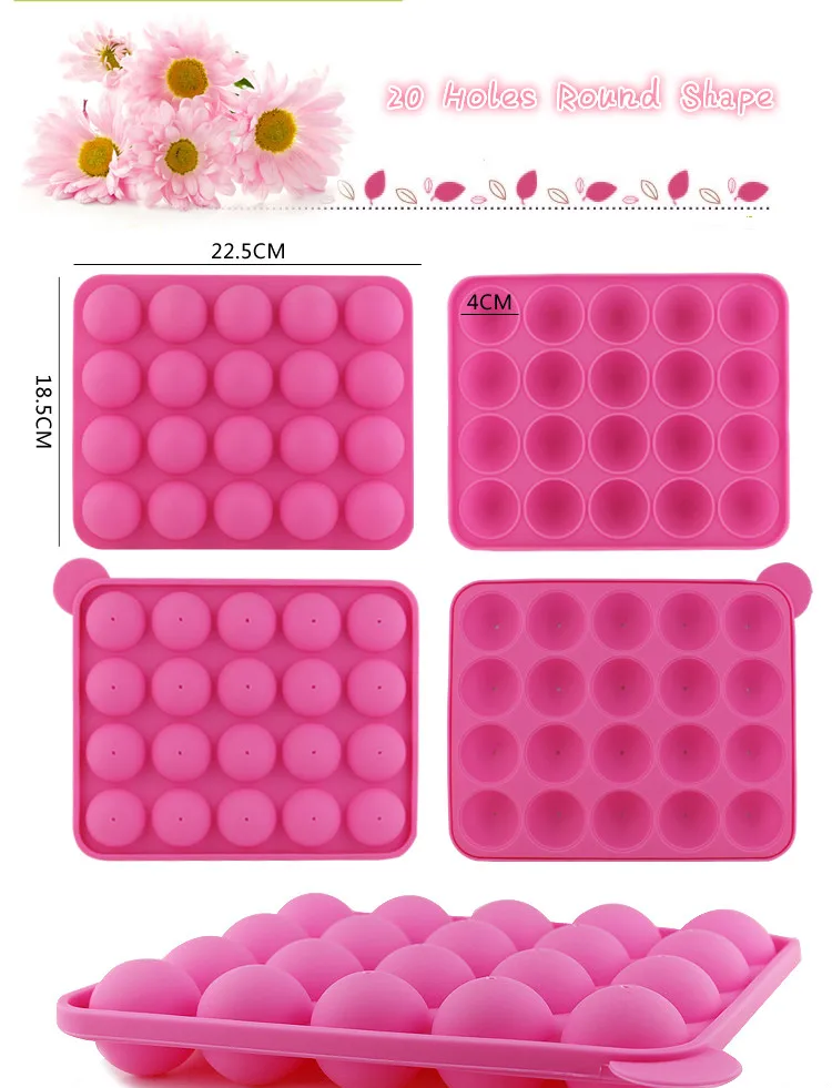 20 отверстий антипригарным силиконовые формы торт леденец розовый выпечки