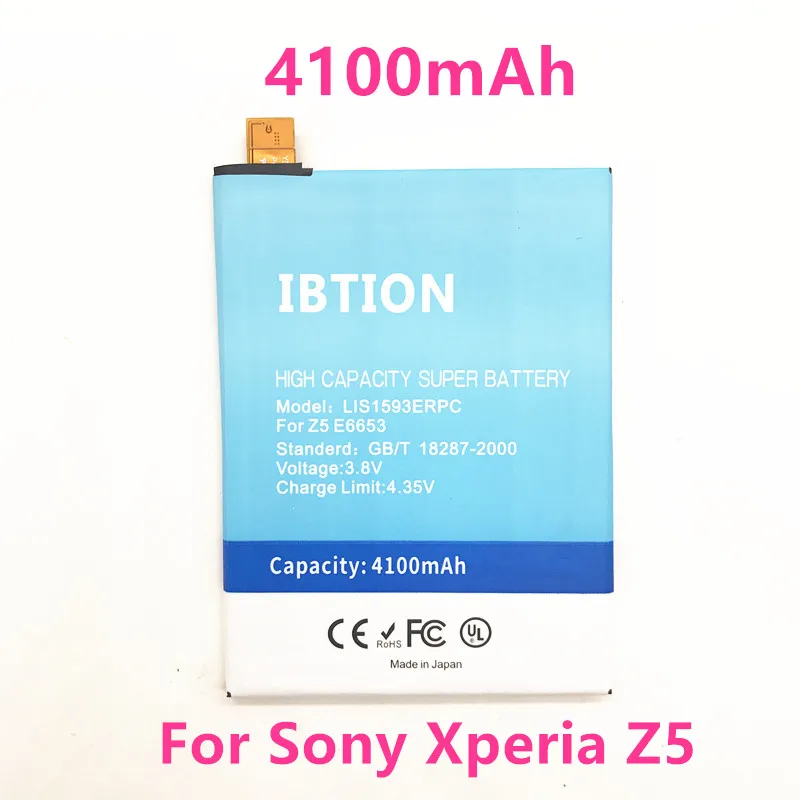 Аккумулятор IBTION 4100 мАч LIS1593ERPC для Sony Xperia Z5 аккумулятор E6603 E6653 E6633 E6683