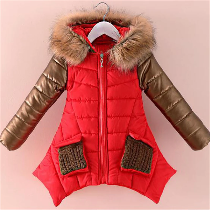 Модное зимнее пальто для маленьких девочек теплое детская утепленная парка с