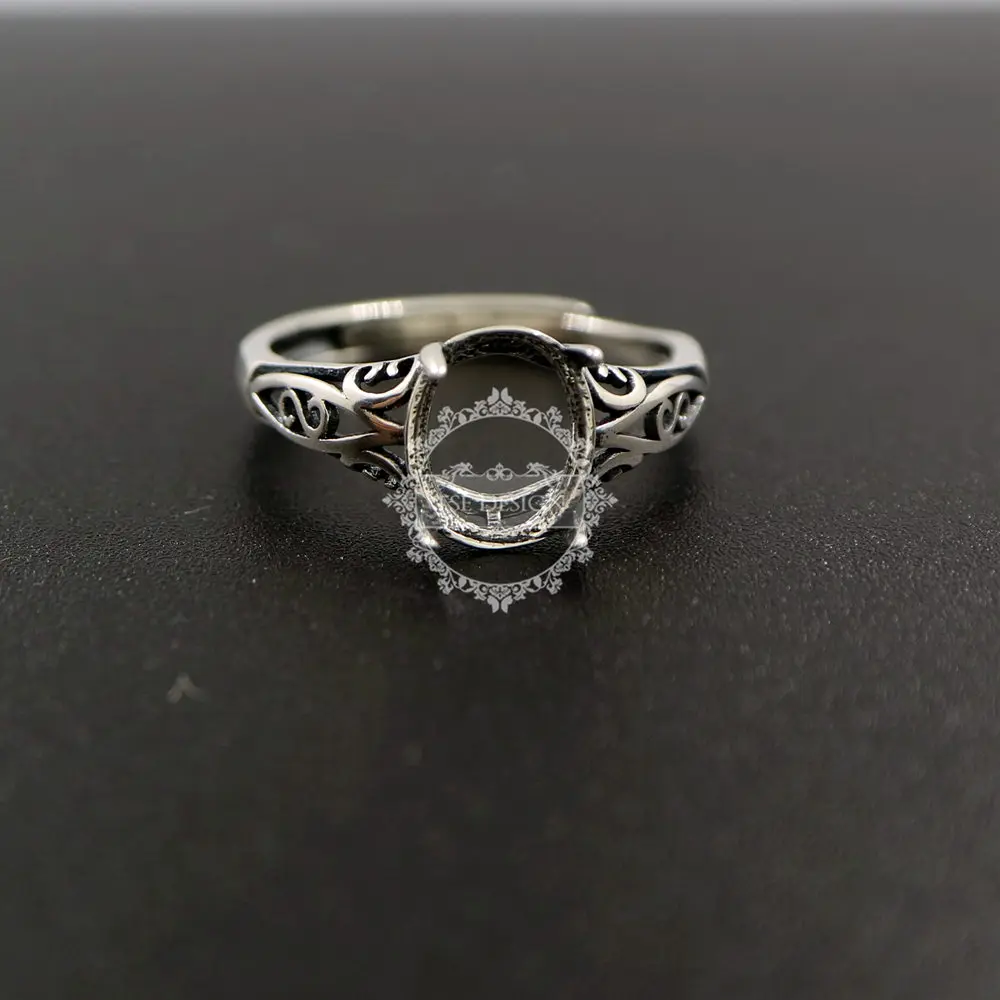 8x10MM oval prong setting 925 sterling silver ring bezel basic size diameter 18mm DIY adjustable 1223079 | Украшения и аксессуары