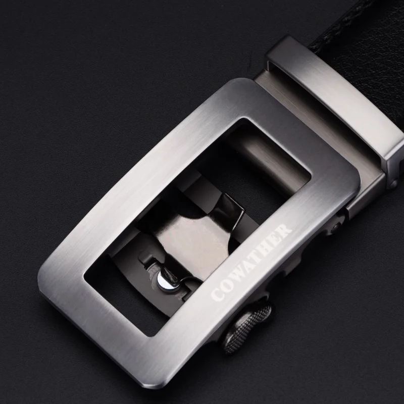 silver CZ012 COWATHER Новые моды мужские пояса топ корова натуральная кожа автоматическая пряжка пояса для мужчин причинным ceinture homme - Цвет: silver CZ012