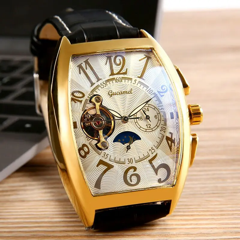 Для мужчин со звездами утро Tourbillon полые автоматические механические часы для
