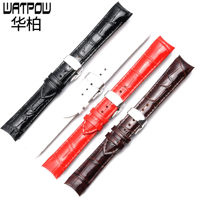 18 мм Натуральная кожа лакированная ремешок для часов черный коричневый