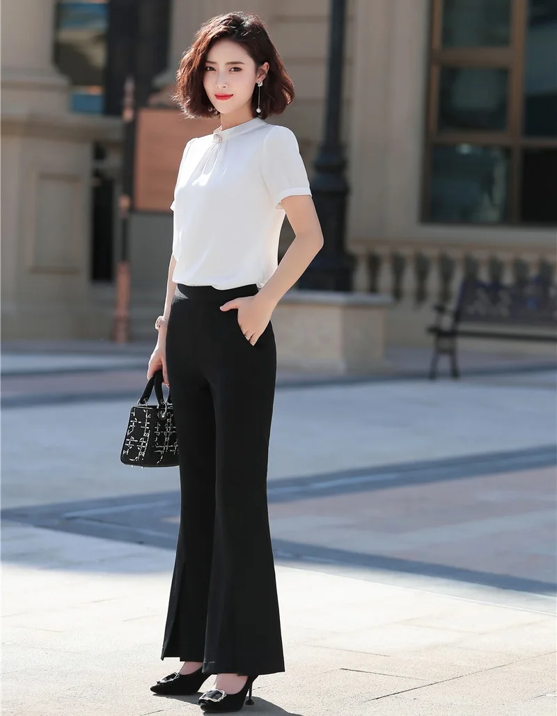 Женские деловые костюмы OL в деловом стиле с блузкой и брюками модные