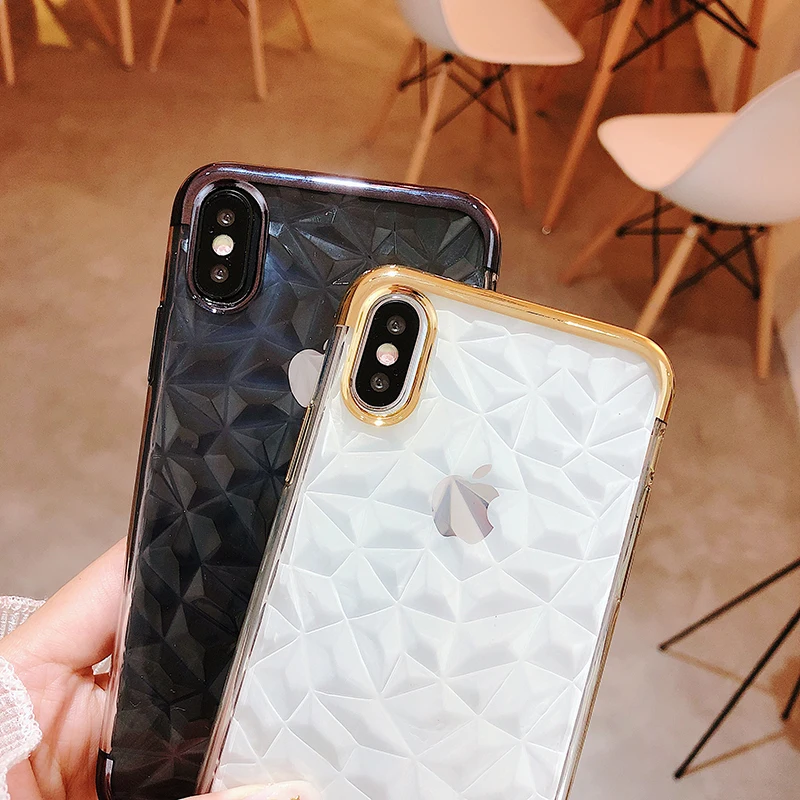 Роскошный металлизированный чехол для телефона iphone x 10 8 7 мягкий прозрачный из