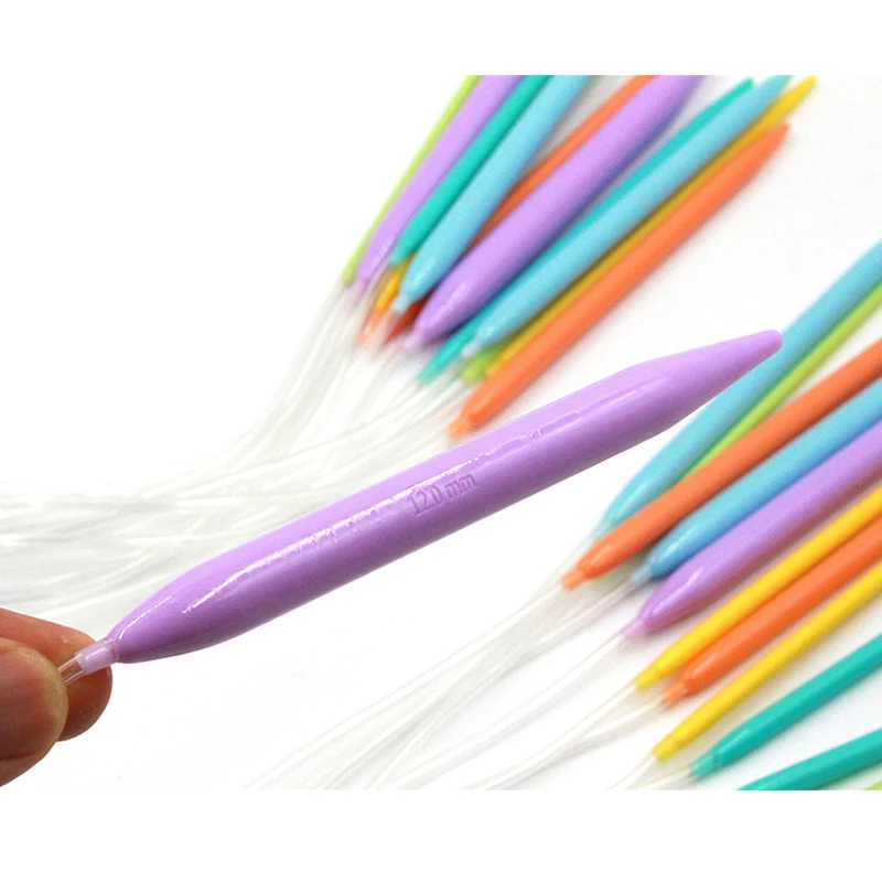 12 шт./компл. 80 см Длина красочные прямые Вязание иглы комплект круг двухсторонний