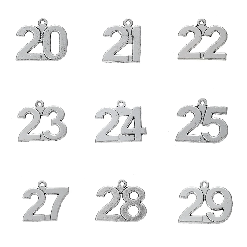 

Teamer 20pcs 20-29 Lucky Number Birthday Date Charm for DIY Jewelry Making Handmade Commemorative Pendant for Necklace Gift
