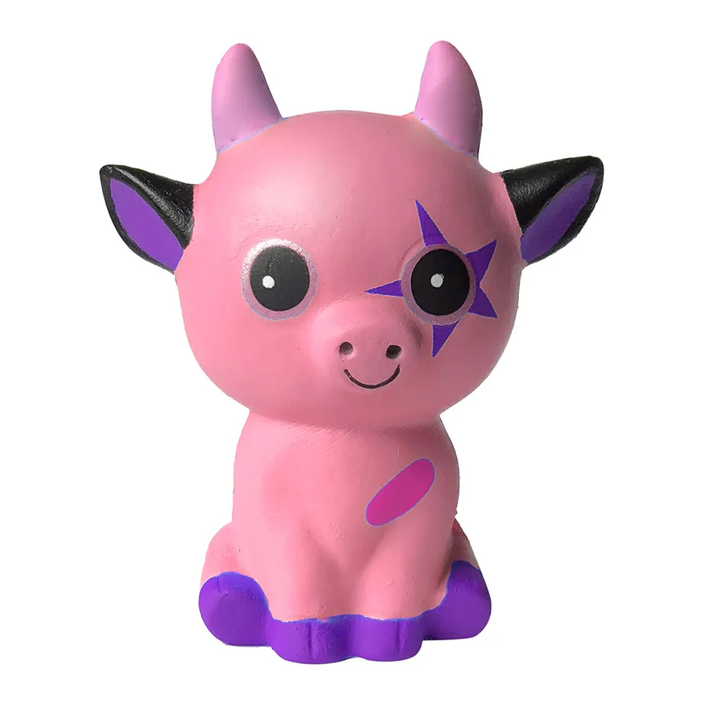 Розовый Squishies милый бычий Рог медленно поднимающийся крем Ароматические игрушки для снятия стресса очаровательные подарки медленно поднимающиеся игрушки коллекция Z04 - Цвет: Розовый