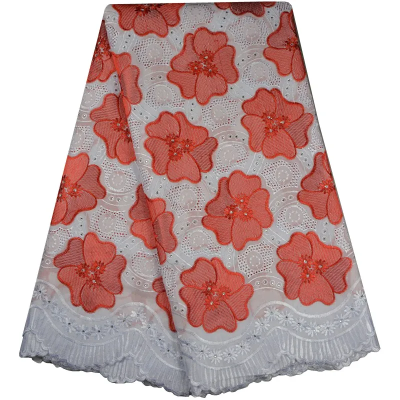 Ткань из натурального хлопка со стразами Африканский большой цветочный узор