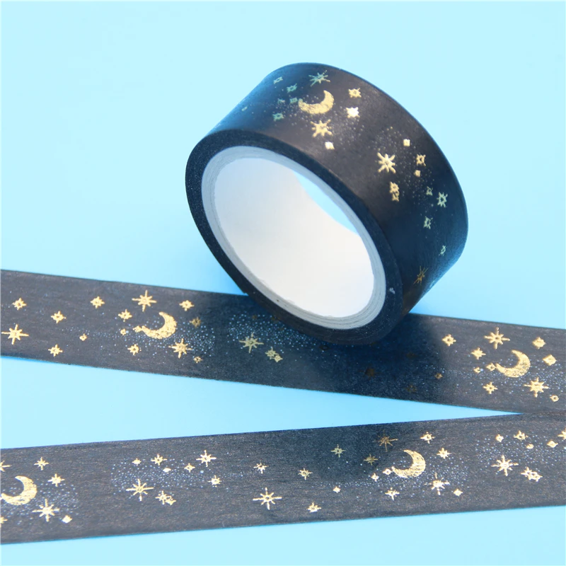 1 шт. Маскировочная лента в виде черной Луны и звезд 5 см X м|gift wrapping sticker|masking tapepaper