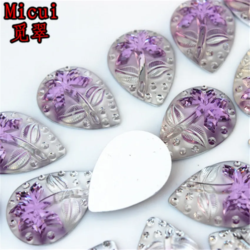 Micui 30 шт. 18*25 мм Цветок капли из смолы горный хрусталь Flatback Fit DIY ювелирные изделия