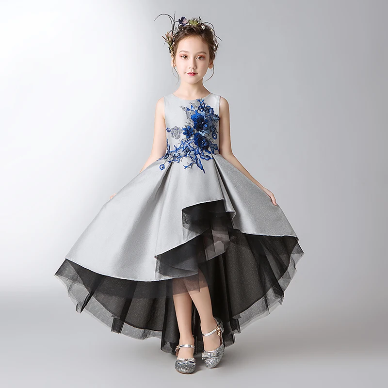Long Trailing Princess Girl Wedding Dresses Lace Floral Dress For Piano Performance Birthday Party Flower | Детская одежда и обувь