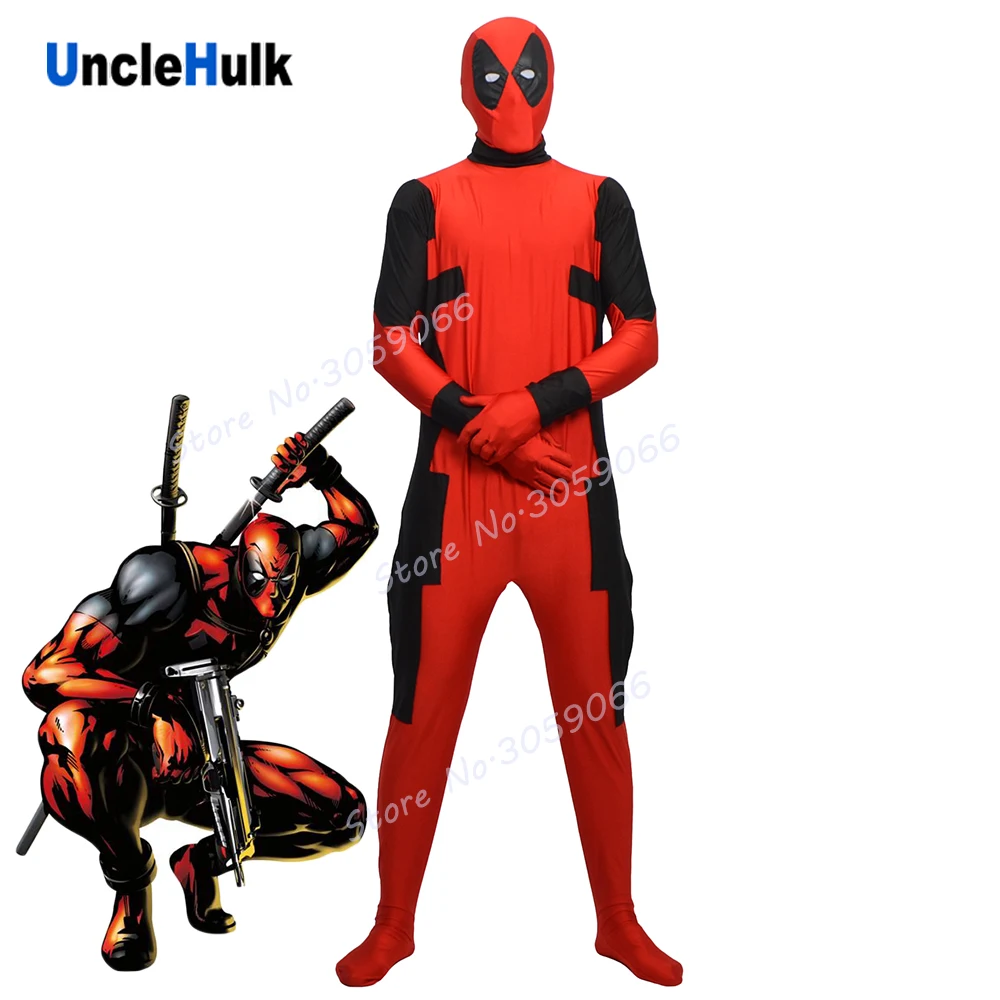 Костюм Zentai из упрощенного спандекса Дэдпула (с резиновыми линзами) | UncleHulk