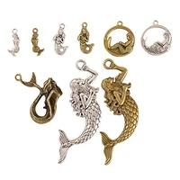 mixed 20pcs mermaid charms metal big beautiful mermaid charms for bracelet necklace jewelry making findings hk120