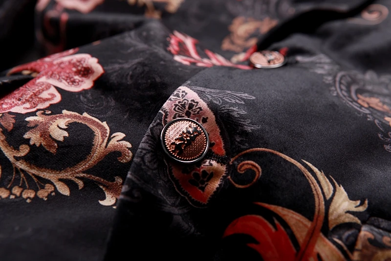 

Luxury Men's Club Prom Suit Blazer 2019 Fashion Designer Floral Printing Blazer High Quality Men Slim Fancy Blazer Plus Size 5XL