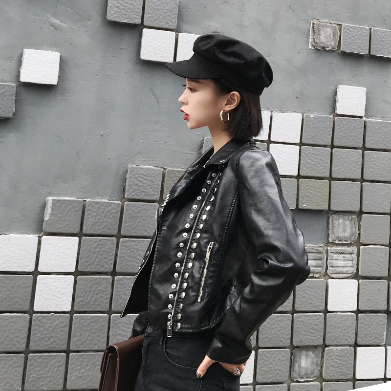 KMETRAM 2020 весна осень куртка Женская Корейская короткая Женские байкерские куртки