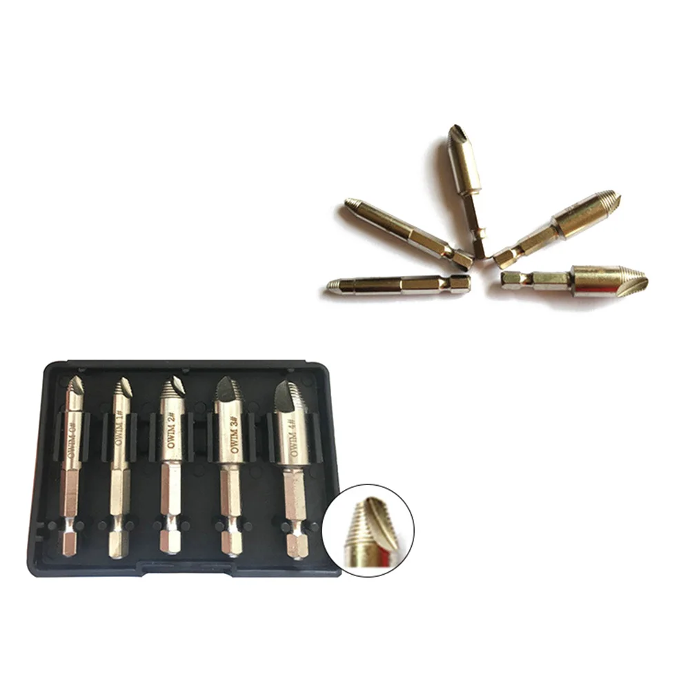 

5pcs Screw Extractor Set HSS Broken Damaged Bolt Remover Tool