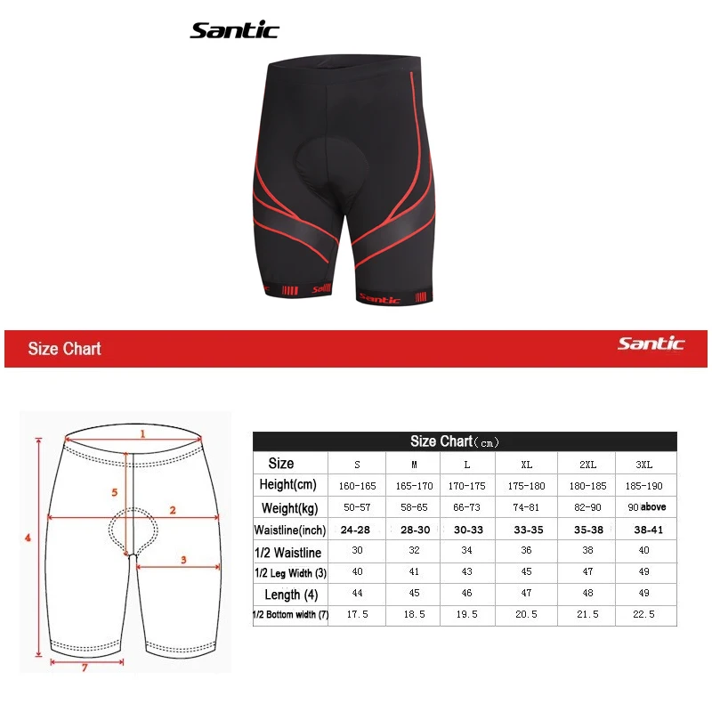 Велосипедные шорты Santic мужские Нескользящие с гелевыми вставками для езды на