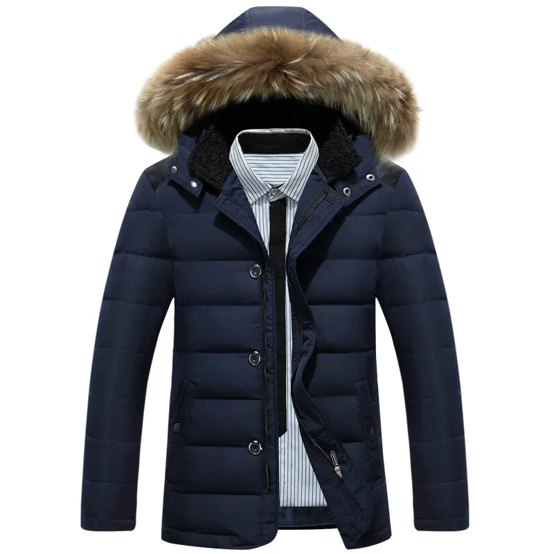 Зимняя куртка мужская белая верхняя одежда на утином пуху Толстая теплая пуховая